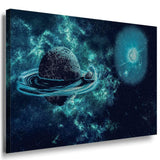 Weltall Planeten Blau Leinwandbild AK Art Bilder Mehrfarbig Kunstdruck Wandbild