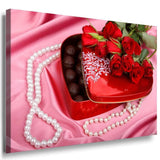 Rosen Schokolade Geschenk Leinwandbild AK Art Bilder Mehrfarbig Kunstdruck