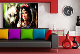 Indianerin Leinwandbild AK Art Bilder Mehrfarbig Wandbild Wanddeko Kunstdruck