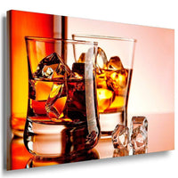 Whisky Eis Leinwandbild AK Art Bilder Mehrfarbig Wandbild Kunstdruck Wanddeko
