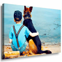 Junge mit Hund Freunde Leinwandbild AK Art Bilder Mehrfarbig Kunstdruck Wandbild