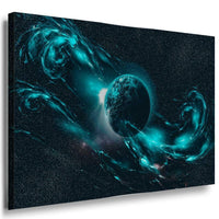 Erde Weltall Kosmos Blau Nebel Leinwandbild AK Art Bilder Mehrfarbig Kunstdruck