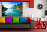 Gebirge See Leinwandbild LaraArt Bilder Mehrfarbig Wandbild Kunstdruck TOP XXL