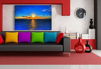 Sonnenuntergang See Leinwandbild AK Art Bilder Mehrfarbig Wandbild Kunstdruck