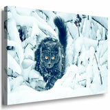 Schwarze Katze Schnee Wald Leinwandbild AK Art Bilder Mehrfarbig Kunstdruck XXL