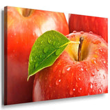 Apfel Blatt Tropfen Leinwandbild AK Art Bilder Mehrfarbig Kunstdruck Wandbild