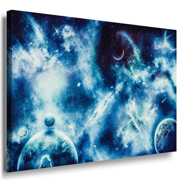 Weltraum Kosmos Planet Blau Leinwandbild AK Art Bilder Mehrfarbig Kunstdruck XXL