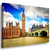 Big Ben London Leinwandbild AK Art Bilder Mehrfarbig Wandbild Kunstdruck TOP XXL