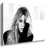 Shakira Leinwandbild AK Art Bilder Schwarz Weis Wandbild Kunstdruck Wanddeko