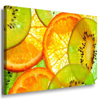 Fruechte Kiwi Orange Scheiben Leinwandbild AK Art Bilder Mehrfarbig Kunstdruck