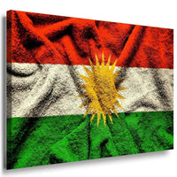 Flagge Kurdistan Leinwandbild AK Art Bilder Mehrfarbig Kunstdruck Wandbild XXL