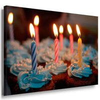 Geburtstag Kuchen Torten Kerzen Leinwandbild AKArt Bilder Mehrfarbig Kunstdruck