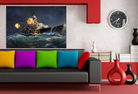 Schlachtschiff Ozean Leinwandbild AK Art Bilder Wanddeko Wandbild Kunstdruck XXL