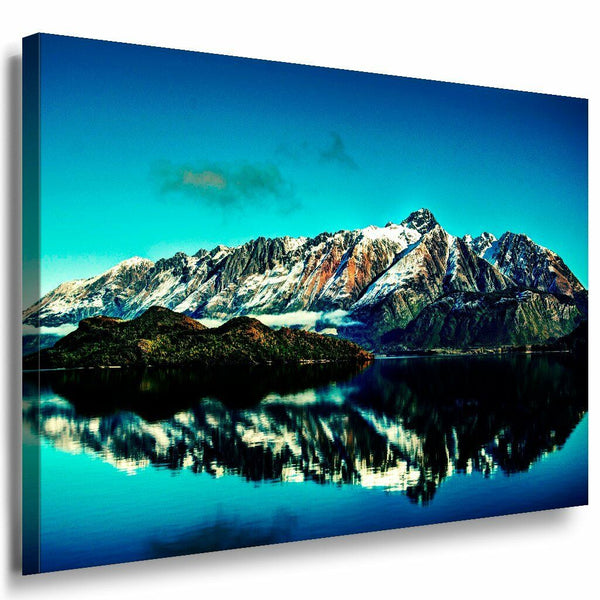 Gebirge See Leinwandbild AK Art Bilder Mehrfarbig Wandbild Kunstdruck TOP XXL 4