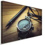 Uhr Schreibtisch Buro Leinwandbild AK ART Wanddeko Wandbild Made in Germany XXL