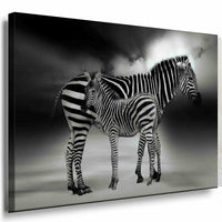 Zebra und Kind Leinwandbild AK Art Bilder Mehrfarbig Kunstdruck XXL Wandbild TOP