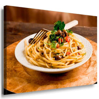 Spaghetti Oliven Leinwandbild AK Art Bilder Mehrfarbig Kunstdruck XXL Wandbild