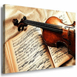 Geige mit Noten Leinwandbild AK Art Bilder Mehrfarbig Wandbild Kunstdruck XXL