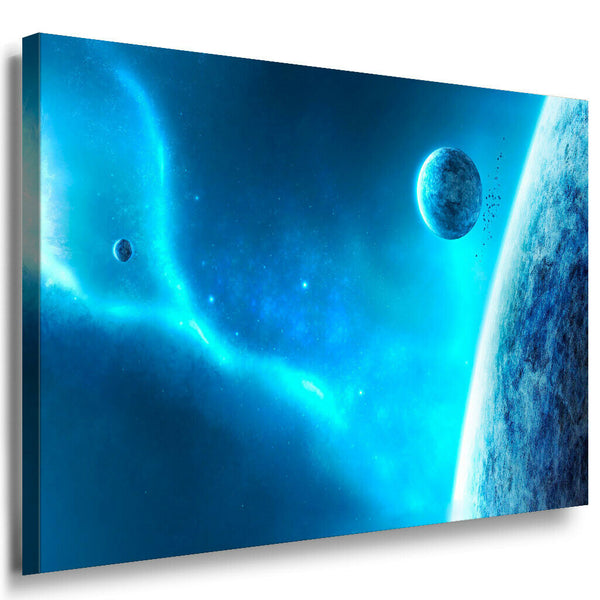 Weltraum Planeten Leinwandbild AK Art Bilder Mehrfarbig Kunstdruck XXL Wandbild