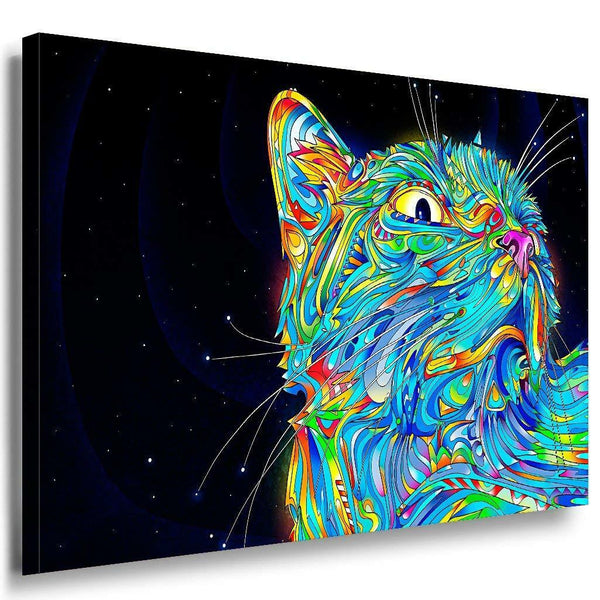 Katze Abstrakt Leinwandbild AK Art Bilder Mehrfarbig Wandbild