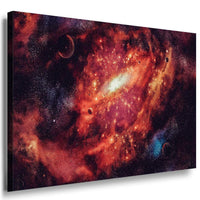 Galaxie Nebel Rot Leinwandbild AK Art Bilder Mehrfarbig Kunstdruck Wandbild XXL