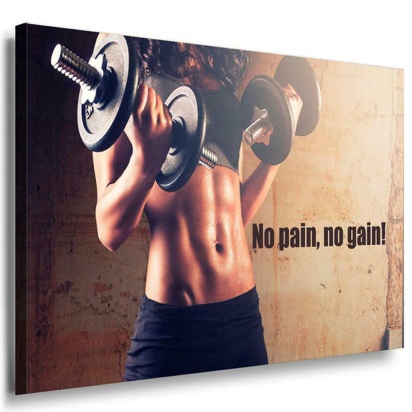 Zitat No Pain No Gain Leinwandbild AK Art Bilder Kunstdruck Mehrfarbig Wandbild