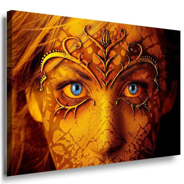 AK Art Goldene Frau mit blauen Augen Gesicht mit blauen Augen Tribal TOP XXL