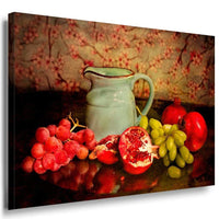 Fruchte Tisch Trauben Leinwandbild AK Art Bilder Mehrfarbig Kunsdruck Wandbild