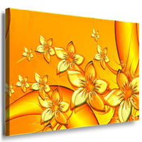 Goldene Blumenwand Leinwandbild AK Art Bilder Schwarz Weis Wandbild Kunstdruck