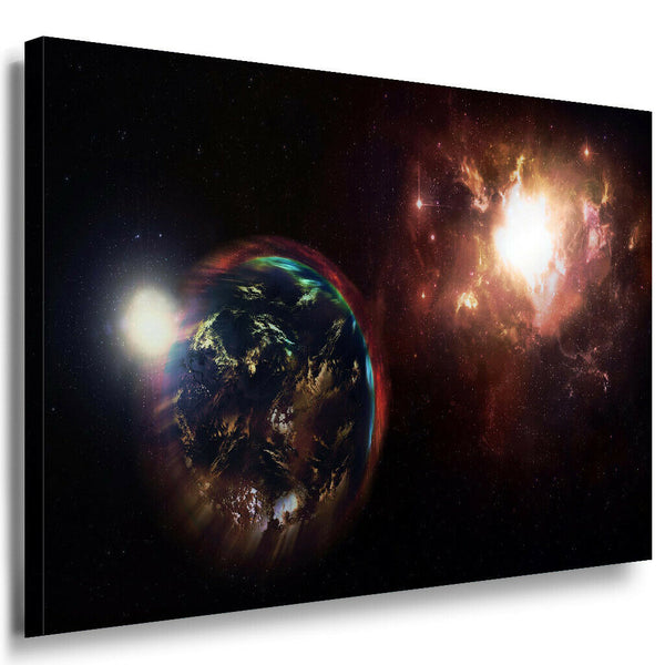 Weltraum Dunkel Leinwandbild AK Art Bilder Mehrfarbig Kunstdruck XXL Wandbild