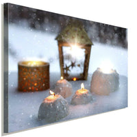 Kerzen im Schnee Weihnachten Leinwandbild AK ART Wanddeko Wandbild TOP XXL