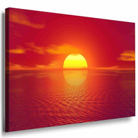 Sonnenaufgang Halb Rot Leinwandbild AK Art Bilder Mehrfarbig Kunstdruck TOP XLL
