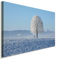 Verschneite Winterlandschaft Baum Weis Leinwandbild AK ART Wanddeko Wandbild XXL