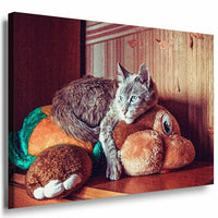 Katze zu Hausse Leinwandbild AK Art Bilder Mehrfarbig Kunstdruck XXL Wandbild