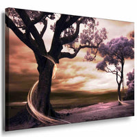 Zwei Baume Trist Leinwandbild AK Art Bilder Mehrfarbig Kunstdruck Wandbild XXL