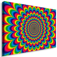 Hippie Hypnose Rot Gelb Leinwandbild AK Art Bilder Leinwand Bild Mehrfarbig