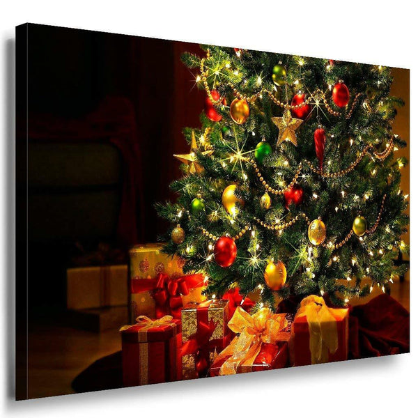 Weihnachtsbaum Geschenke Leinwandbild AK Art Bilder Mehrfarbig Wandbild TOP