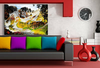 Gebirge Leinwandbild AK Art Bilder Mehrfarbig Wandbild Kunstdruck Wanddeko XXL