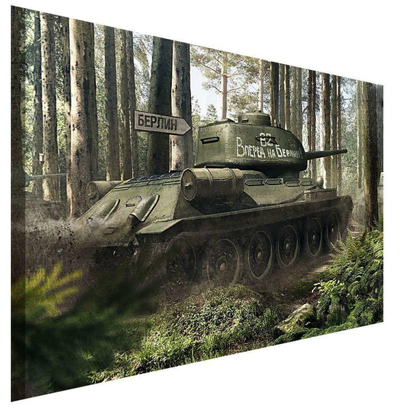 Panzer T 34 nach Berlin Leinwandbild AK Art Bilder Wanddeko Wandbild Kunstdruck