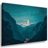 Berge Tal Blau Leinwandbild AK Art Bilder Mehrfarbig Kunstdruck XXL Kunstdruck