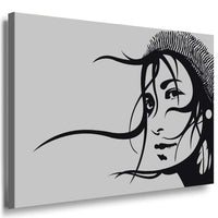 AK Art Frau im Wind Portrait Vector Grafik Premium Kunstdruck Made in Germany