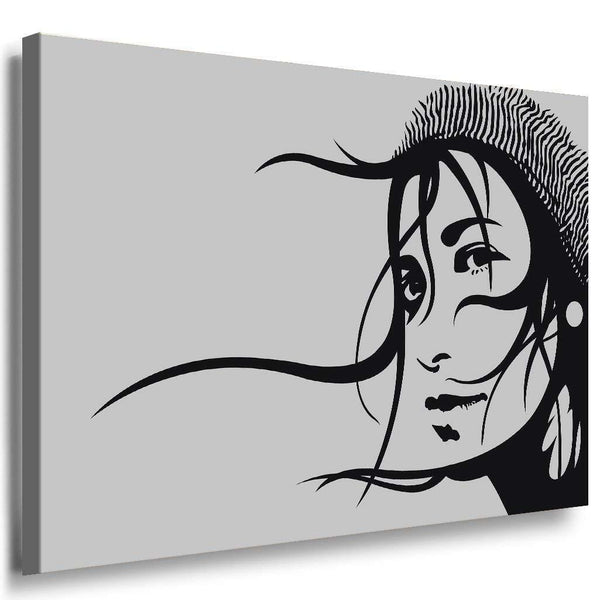 AK Art Frau im Wind Portrait Vector Grafik Premium Kunstdruck Made in Germany